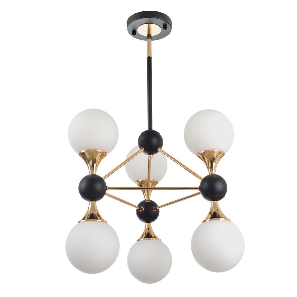 Люстра потолочная лофт молекула Brille BL-923S/6 E27 BK/G на 6 плафонов