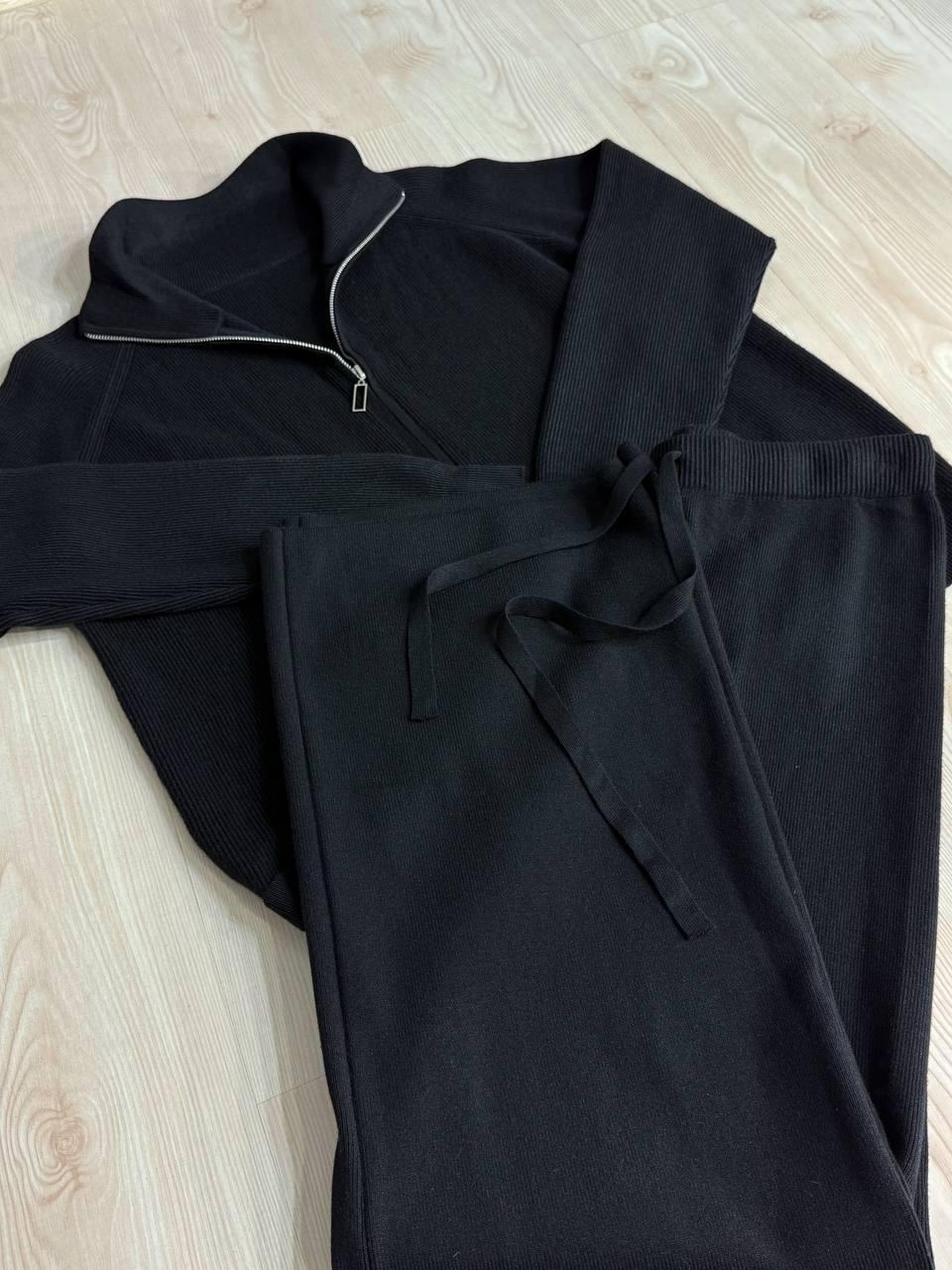 Костюм женский Joy One 382 вязаный брюки с кофтой на молнии OS Черный (5790) - фото 5 Костюм женский Joy One 382 вязаный брюки с кофтой на молнии OS Черный (5790) - фото 5