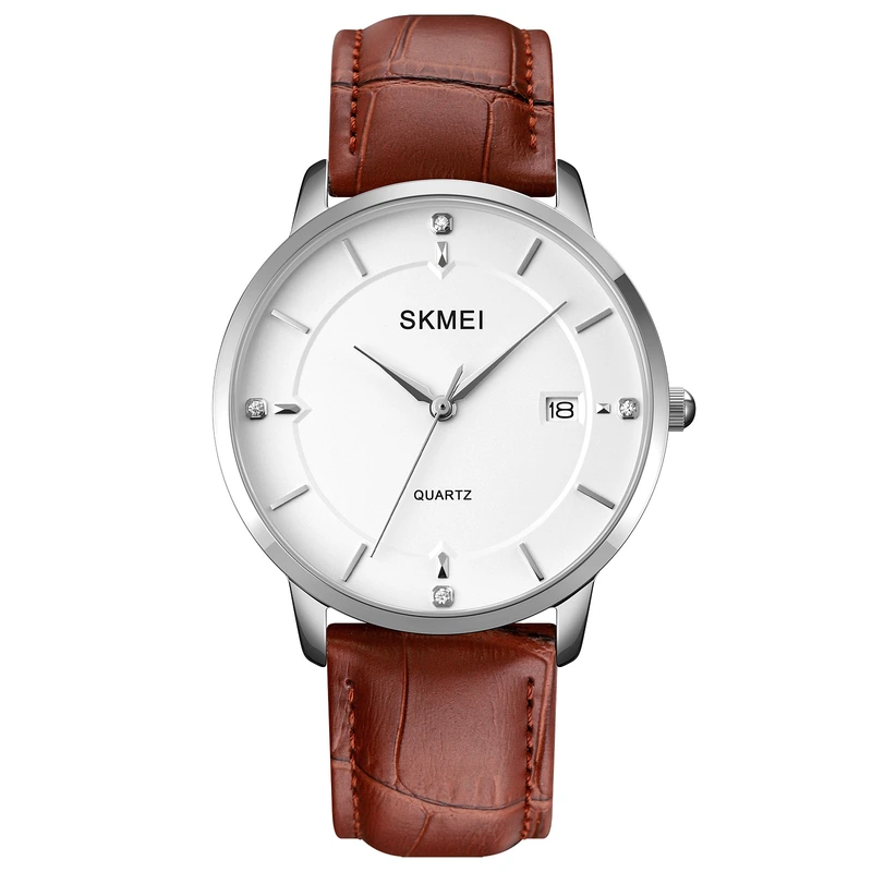 Наручные часы Skmei 1801LSIBN Silver/White/Brown Leather