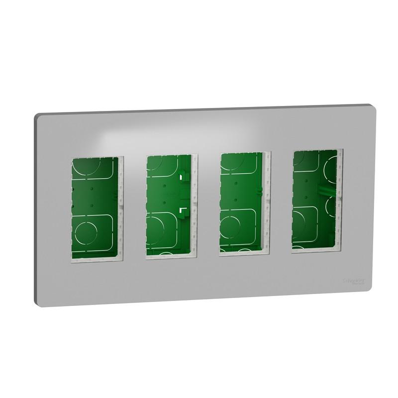 Блок Schneider Electric Unica System скрытая вставка+ 4х2 ABS Алюминий (NU174430)