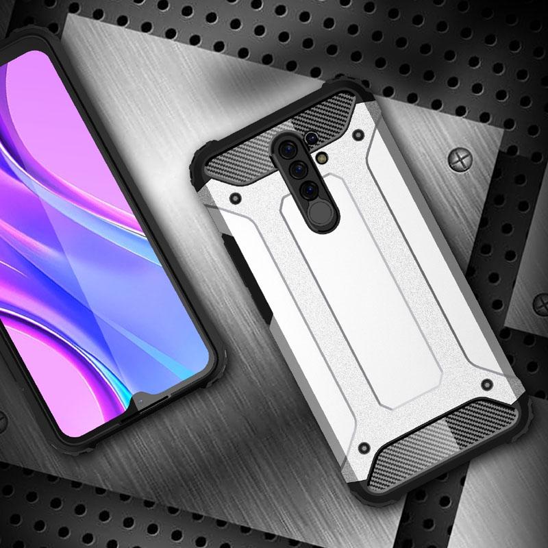 Бронированный противоударный TPU+PC чехол Immortal для Xiaomi Redmi 9 Серебряный - фото 6