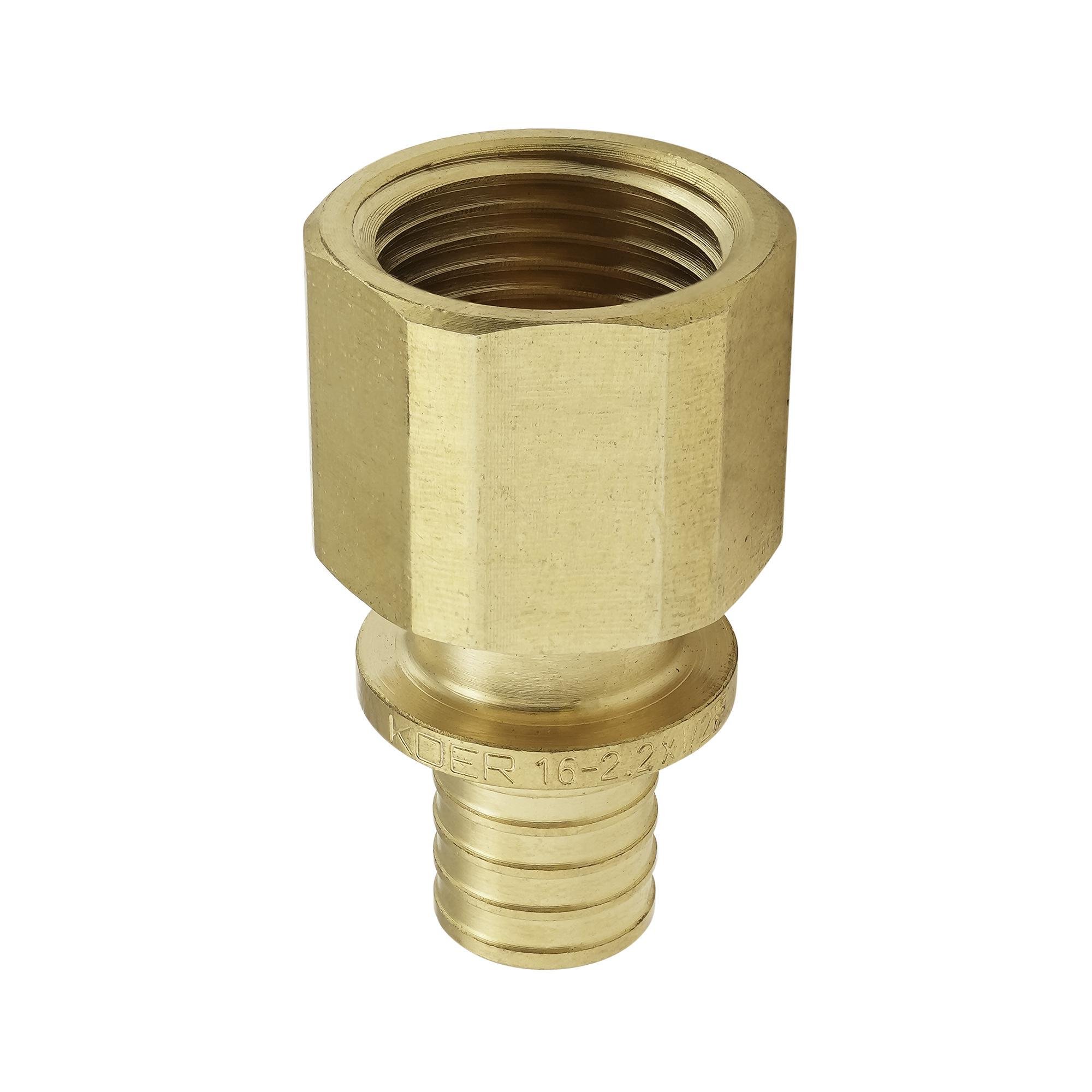 Натяжной переходник KOER KA.A06F-16 с внутренней резьбой латунный 16x2,2 мм x 1/2"F (OL-KR4861) - фото 3 Натяжной переходник KOER KA.A06F-16 с внутренней резьбой латунный 16x2,2 мм x 1/2"F (OL-KR4861) - фото 3