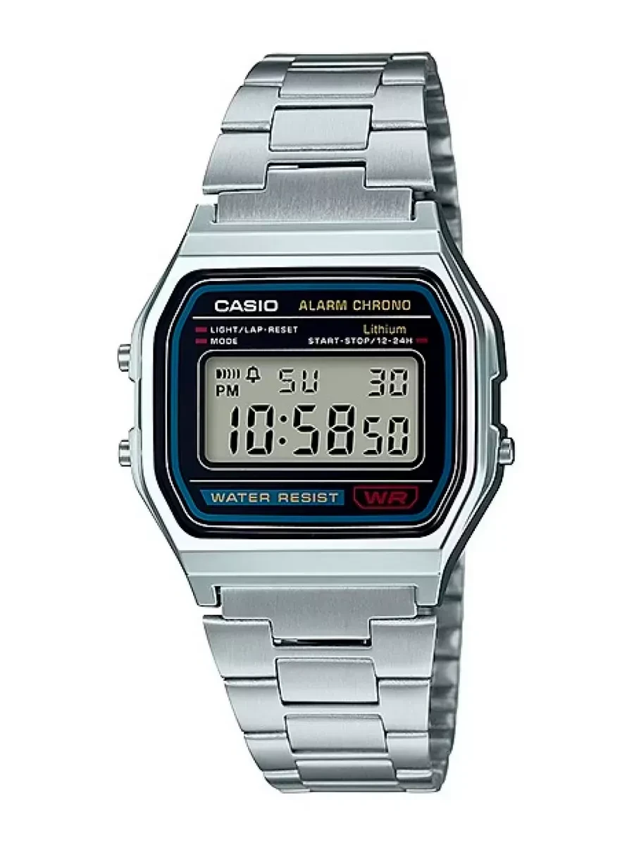 Годинник цифровий наручний Casio A158WA у вінтажному стилі з підсвічуванням