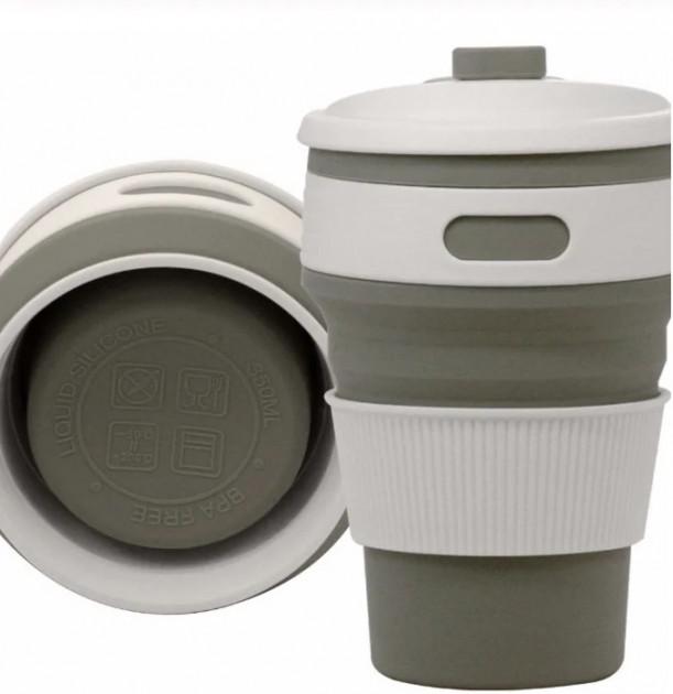 Складной силиконовый стакан Collapsible Coffe Cup 350 мл R30043 Серый (eac9c7ed) - фото 4