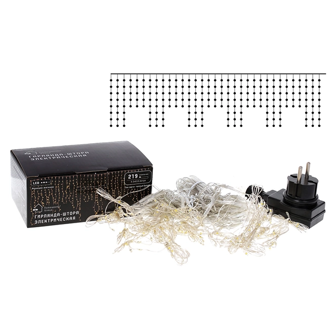 Гірлянда-шторка LED тепле світло 219 світлодіодів 3,2 м х 80 см (12533) - фото 3 Гірлянда-шторка LED тепле світло 219 світлодіодів 3,2 м х 80 см (12533) - фото 3