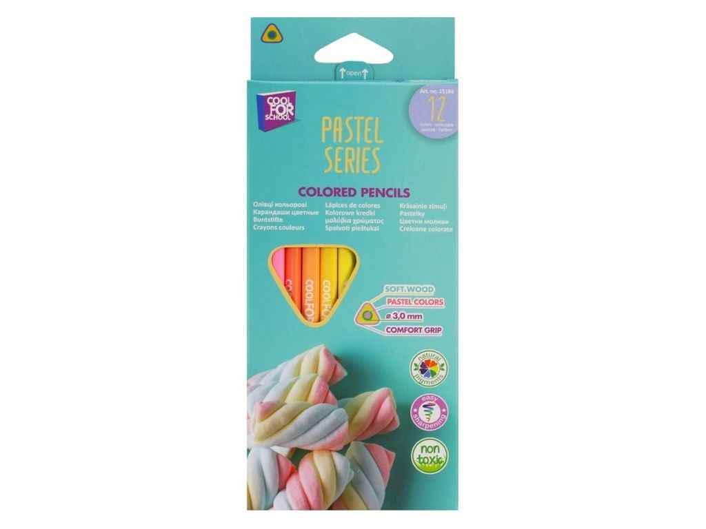 Карандаши цветные COOLFORSCHOOL 12 цветов премиум PASTEL трехгранные CF15184 (1052304)
