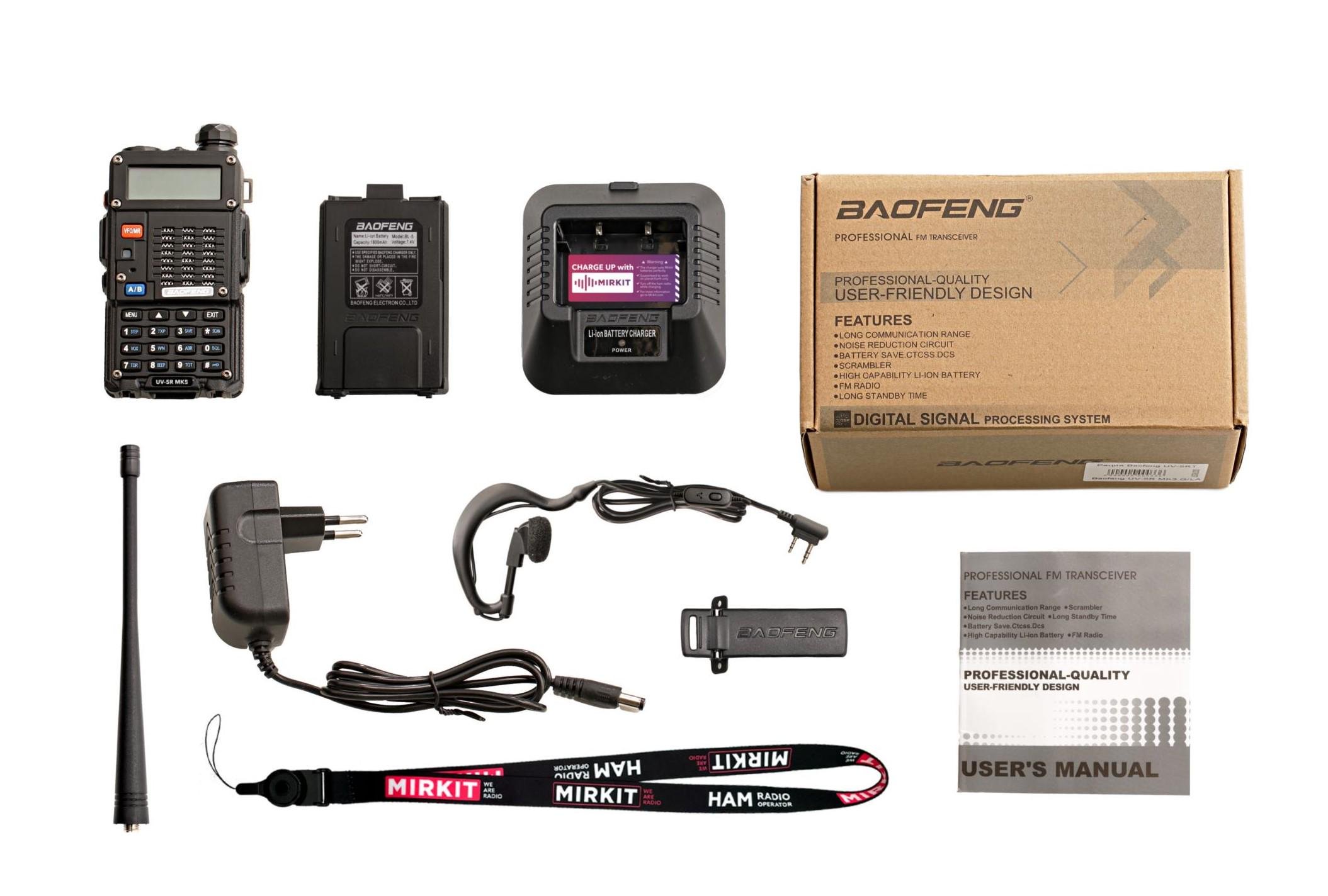 Комплект раций Baofeng UV-5R 8W MK5+4 ремешка Mirkit 4 шт.