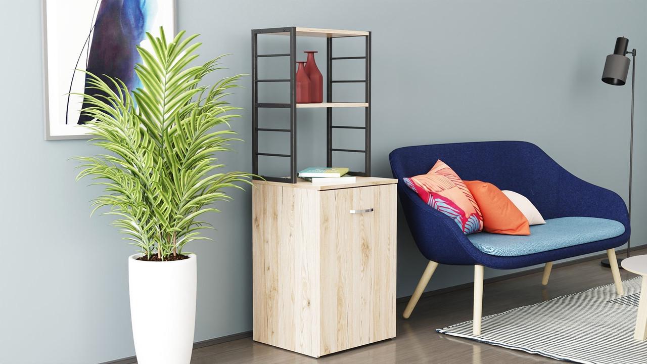 Стіл-тумба трансформер Ferrum-decor Смарт 4/2 з етажеркою метал/ДСП 16 мм 1430x1450x600 мм Чорний/Дуб Сан-Марино (FRD-105131) - фото 7 Стіл-тумба трансформер Ferrum-decor Смарт 4/2 з етажеркою метал/ДСП 16 мм 1430x1450x600 мм Чорний/Дуб Сан-Марино (FRD-105131) - фото 7