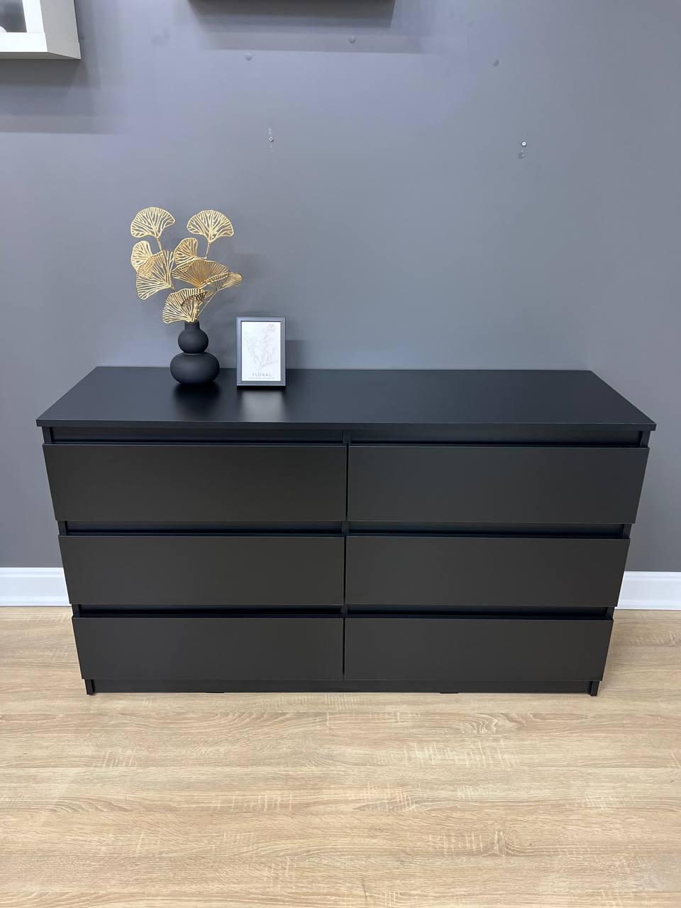 Комод Kvatro 130 на 6 шухляд 1300х750х400 мм Чорний - фото 7