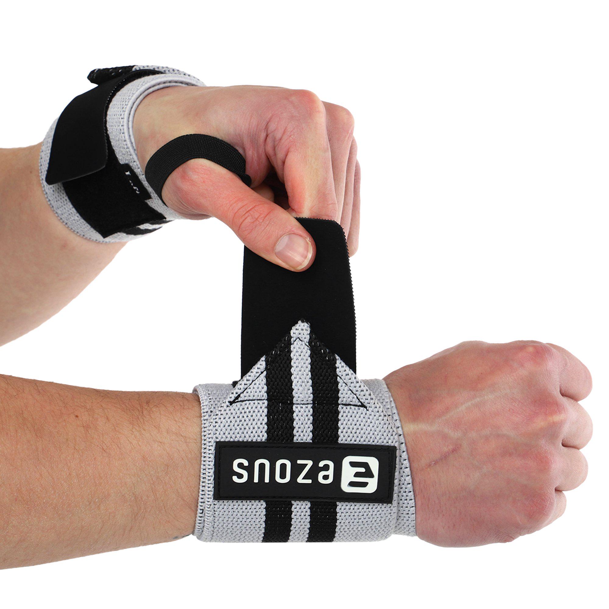 Бинти кистьові для жиму EZOUS C-03 PL STRENGTH WRIST WEIGHTLIFTING WRAPS 72х8 см 2 шт. Чорний-сірий (C-03_Черный-серый)