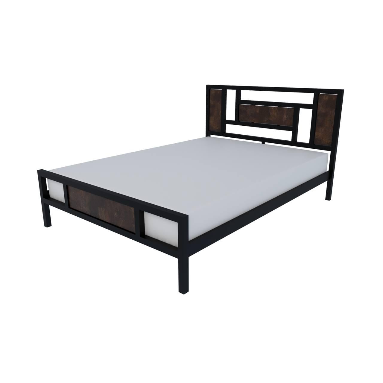 Кровать двуспальная металлическая ADEL Loft 140х200 см Оксид/Черный матовый (000083201)