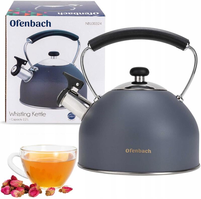 Чайник Ofenbach нержавіюча сталь зі свистком 2,2 л Сірий матовий (NB-100324) - фото 5 Чайник Ofenbach нержавіюча сталь зі свистком 2,2 л Сірий матовий (NB-100324) - фото 5