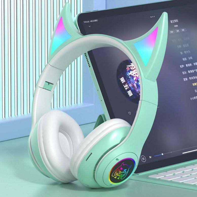 Наушники STN-25 с ушками и подсветкой беспроводные Мятный (2104618664) - фото 12 Наушники STN-25 с ушками и подсветкой беспроводные Мятный (2104618664) - фото 12