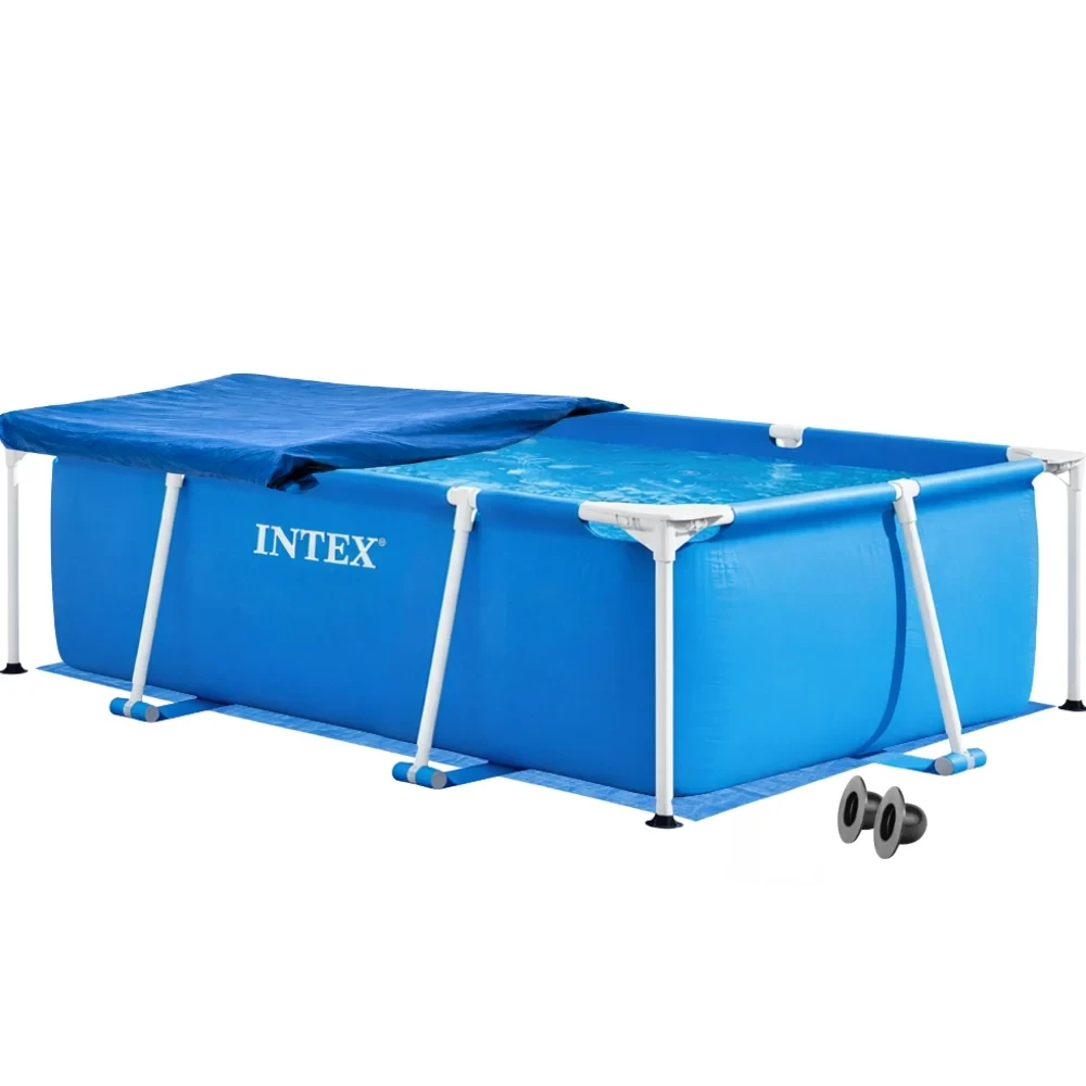 Бассейн каркасный прямоугольный Metal Frame Intex 28270-3в1 220х150х60 см с подстилкой/тентом Синий (147-9-28270-3)