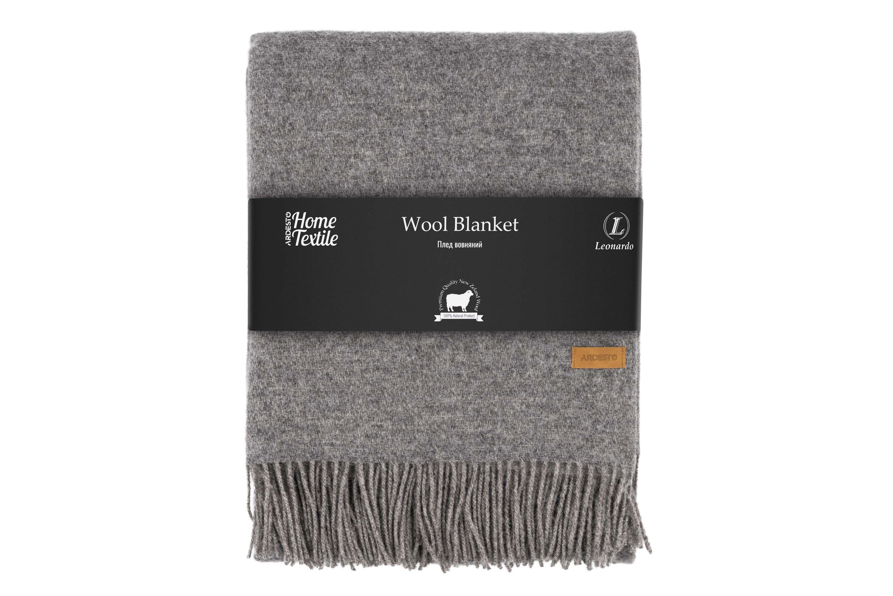 Плед Ardesto Leonardo Doubleface 100% шерсть 140x200 см Серый Тауп (ART0406LD)