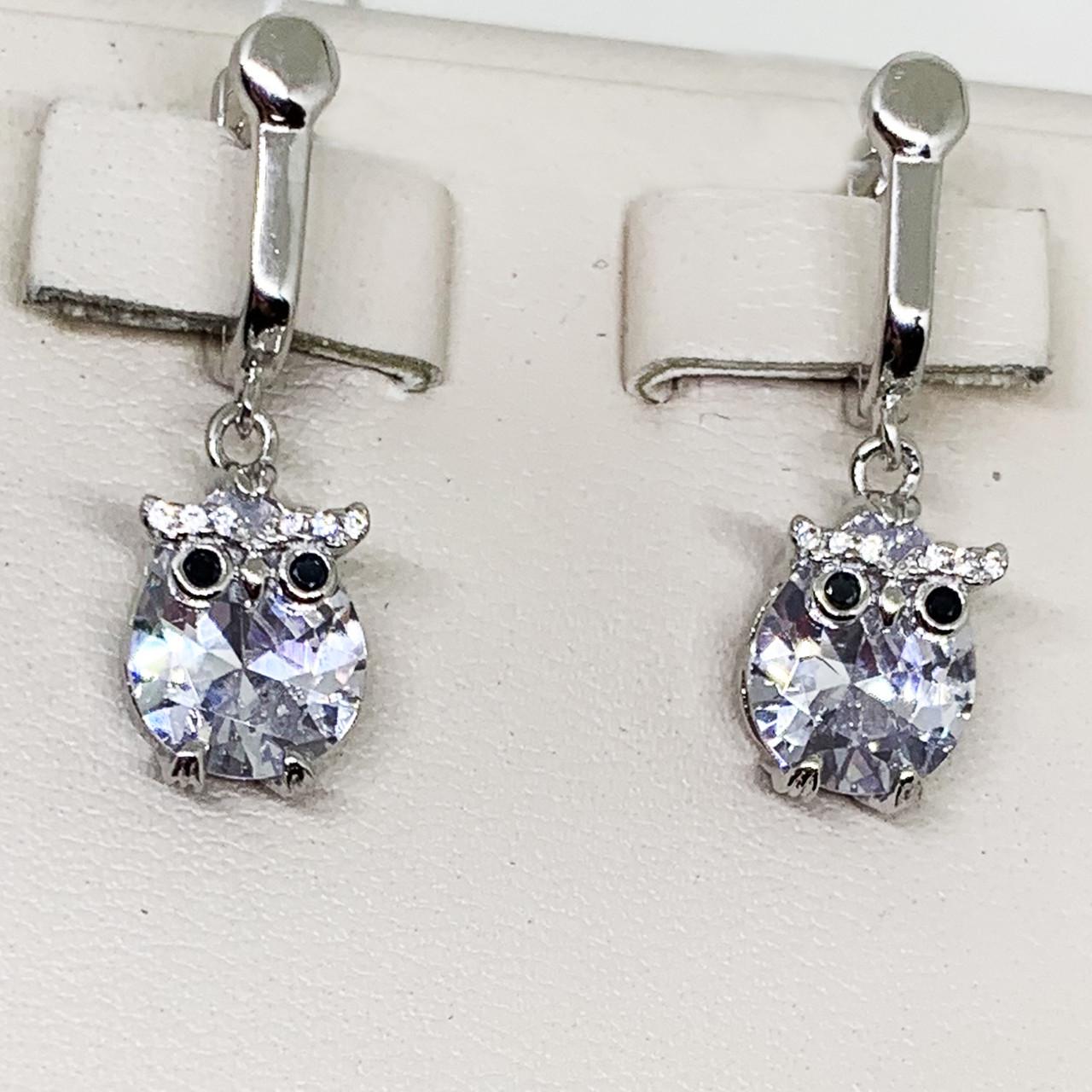 Серьги серебряные Сова с кубическим цирконием 6,45 г (1685269530)