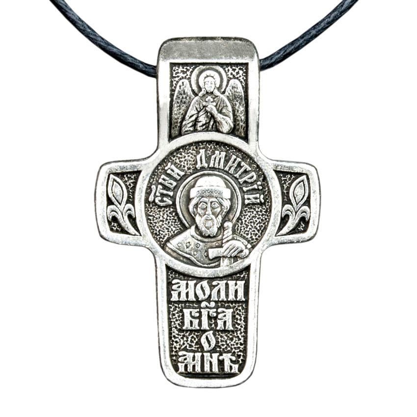 Крест нательный посеребренный Дмитрий Святой Дмитрий 3х1,8х0,2 см (19546)