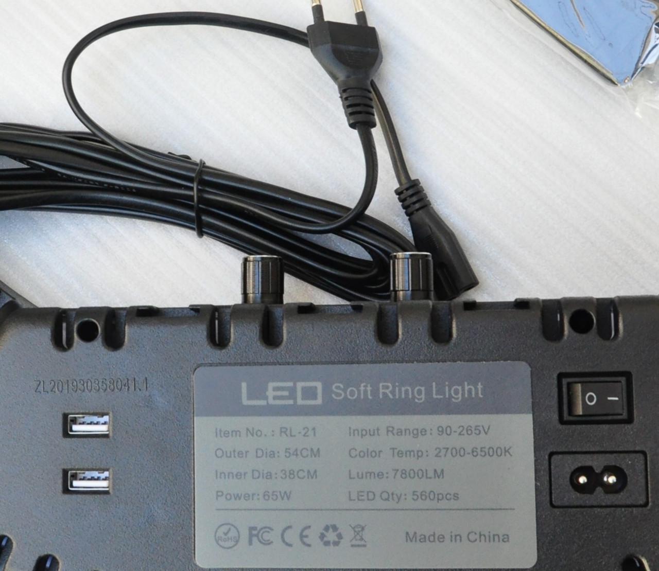 Кольцевая лампа светодиодная RL-21 со штативом 54 см (2472511832) - фото 3 Кольцевая лампа светодиодная RL-21 со штативом 54 см (2472511832) - фото 3