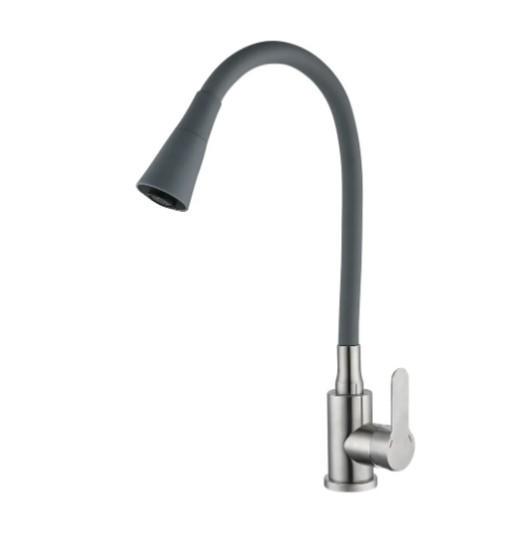 Смеситель для кухни MIXXUS DAX-011 Refl с силиконовым изливом Grey (MI6560)