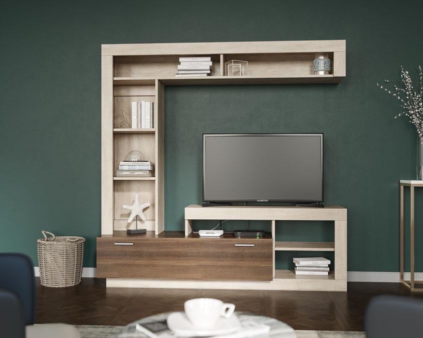 Стенка цельная Мир Мебели Лея ДСП Дуб сонома/Дуб борас