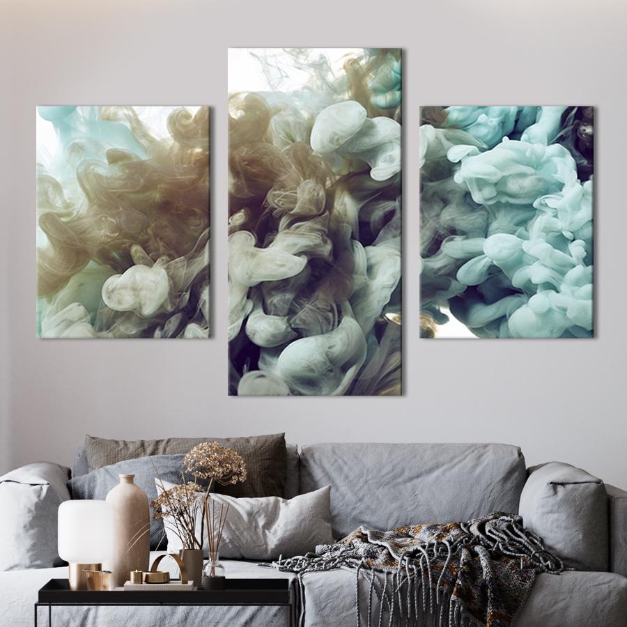 Картина для интерьера Облако серой краски 66x40 см (24-32)