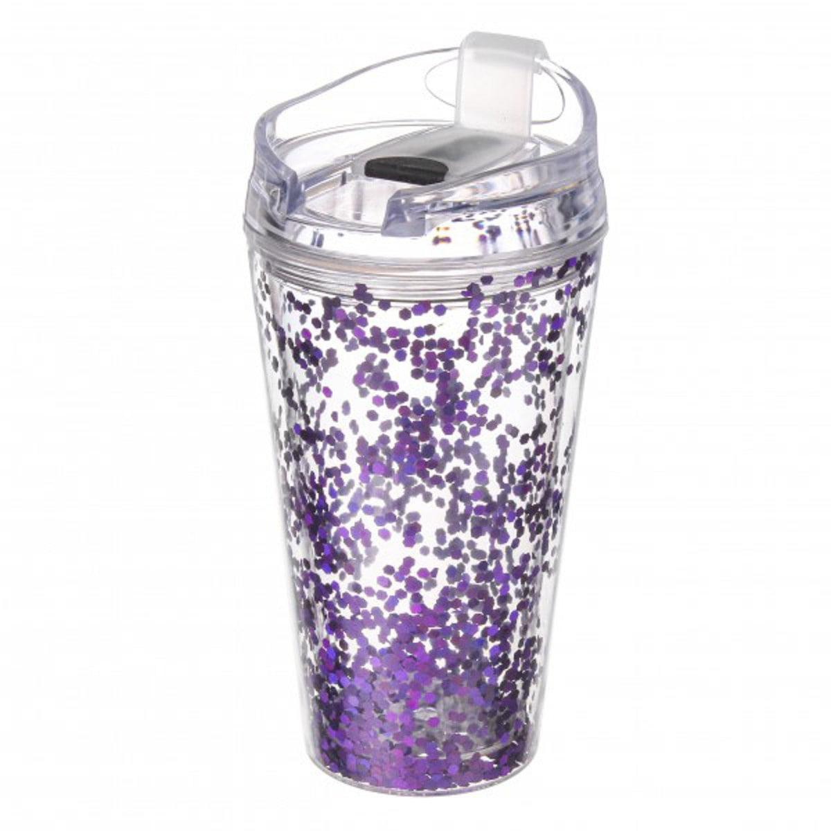 Склянка з подвійними стінками та трубочкою 450 мл Violet (69-779)
