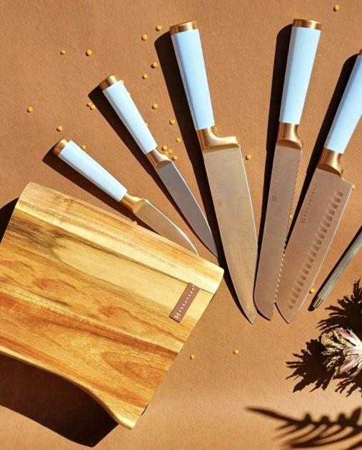 Набор ножей кухонных Edenberg EB-11029 с деревянной подставкой 7 пр. Белый (EB-11029) - фото 4 Набор ножей кухонных Edenberg EB-11029 с деревянной подставкой 7 пр. Белый (EB-11029) - фото 4