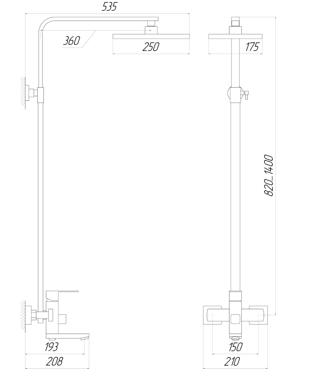 Душевая система Globus Lux Sicilia VAN-SBQ-SH-04-BB с тропическим душем (23678) - фото 3