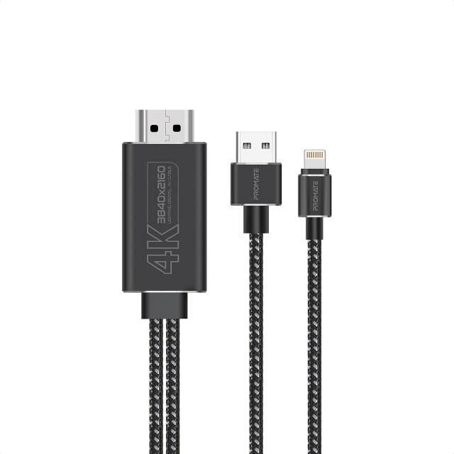 Кабель Promate MediaLink-LT Lightning to HDMI/USB-A 1,8 м Black