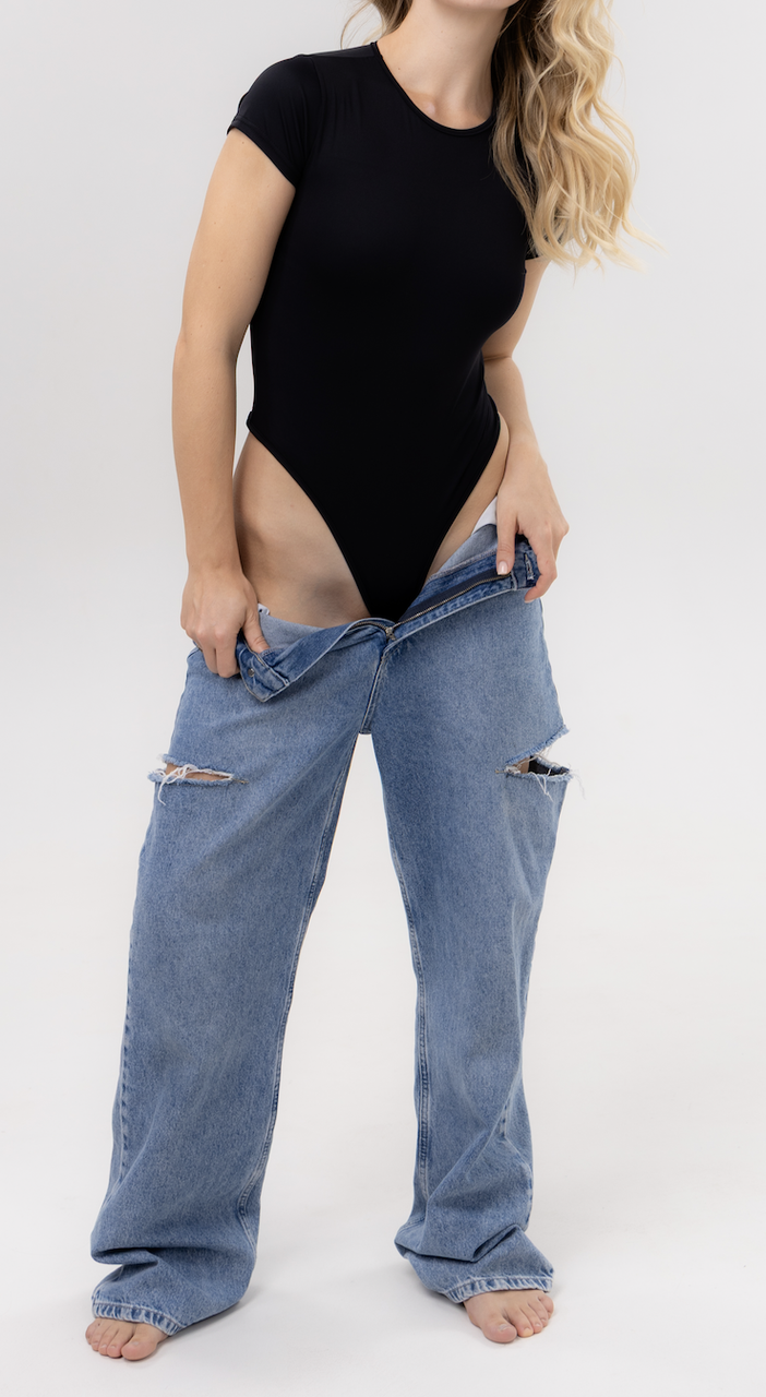 Боді жіноче еластичне з коротким рукавом S Чорний (2894501827) Боді жіноче еластичне з коротким рукавом S Чорний (2894501827)