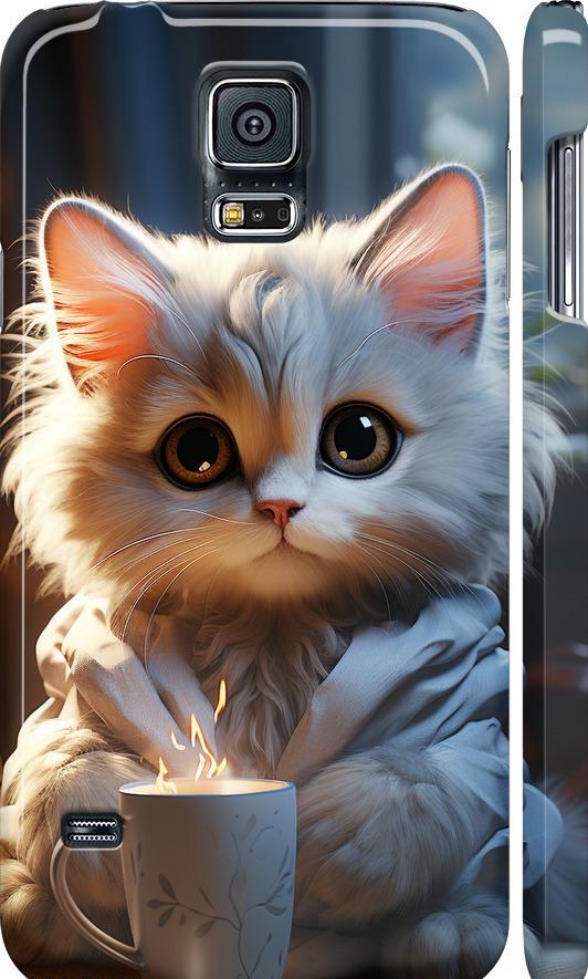 Чехол на Samsung Galaxy S5 Duos SM G900FD White cat (5646m-62-42517)