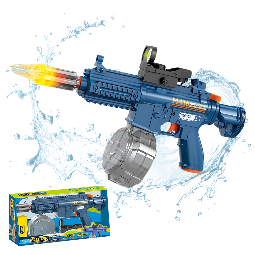 Пистолет для детей водный электрический M416 на аккумуляторе с подсветкой Синий