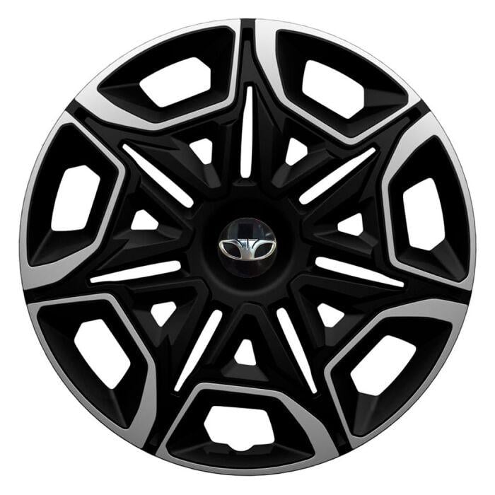 Ковпаки для коліс 4 Racing Varido R14 з логотипом Daewoo 4 шт. Silver/Black