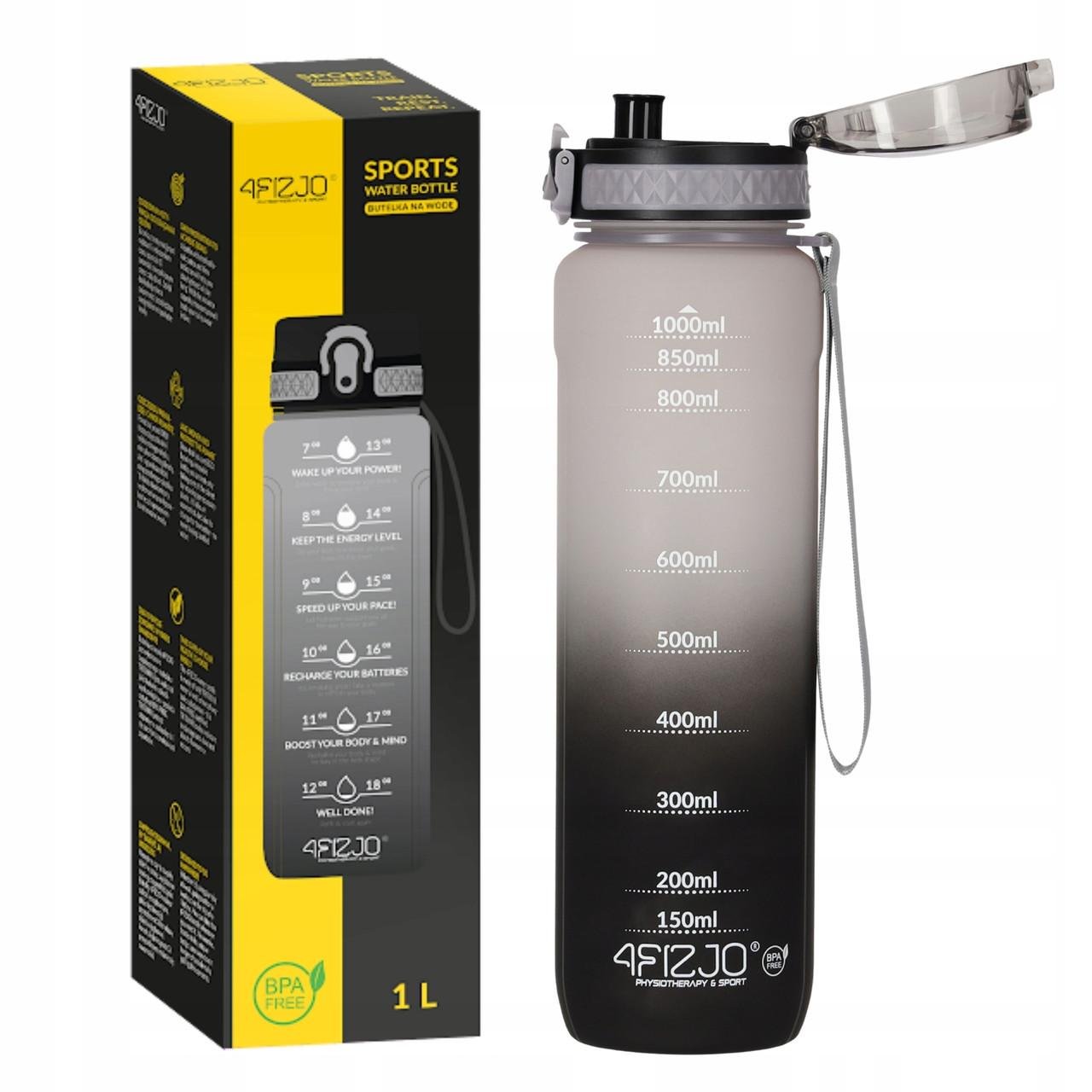 Бутылка для воды спортивная 4fizjo 1000 мл Grey/Black (P-5905973400756)