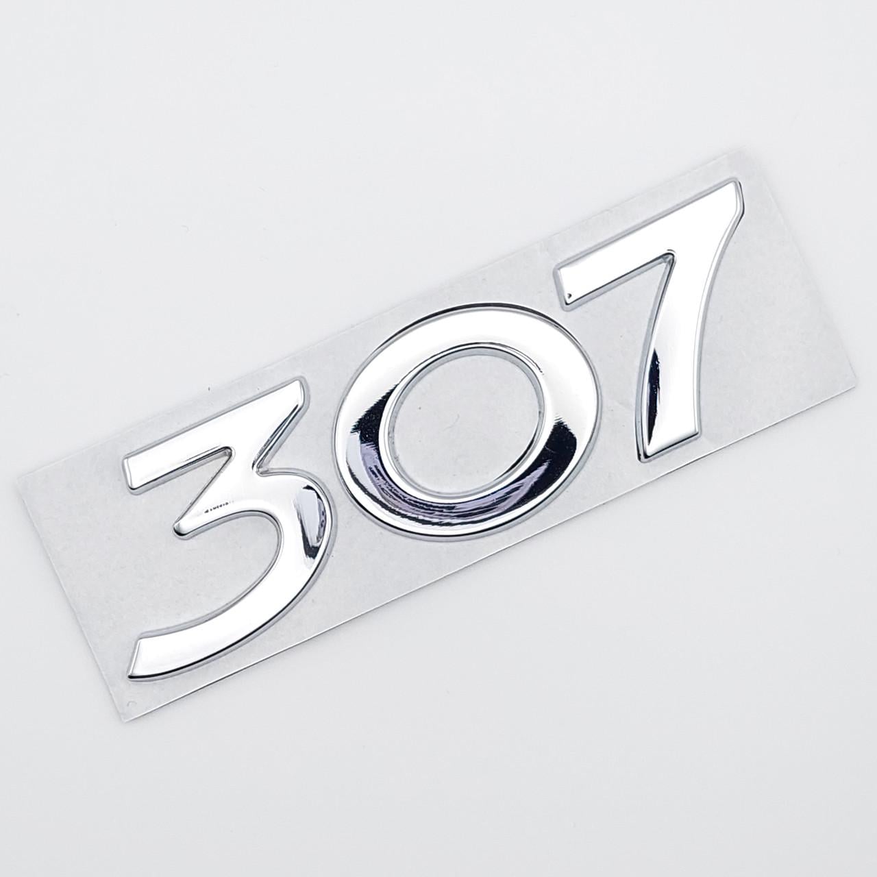 Эмблема надпись 307 Peugeot металл 11х3,1 см Хром глянцевый (1732328002)