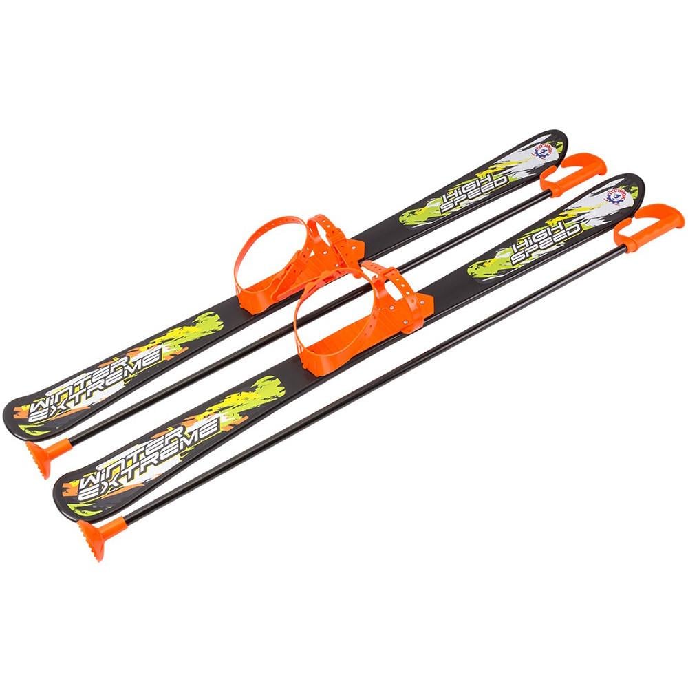 Лыжи детские ТехноК с палками пластиковые от 5 лет 90 см Оранжевый (30156596)