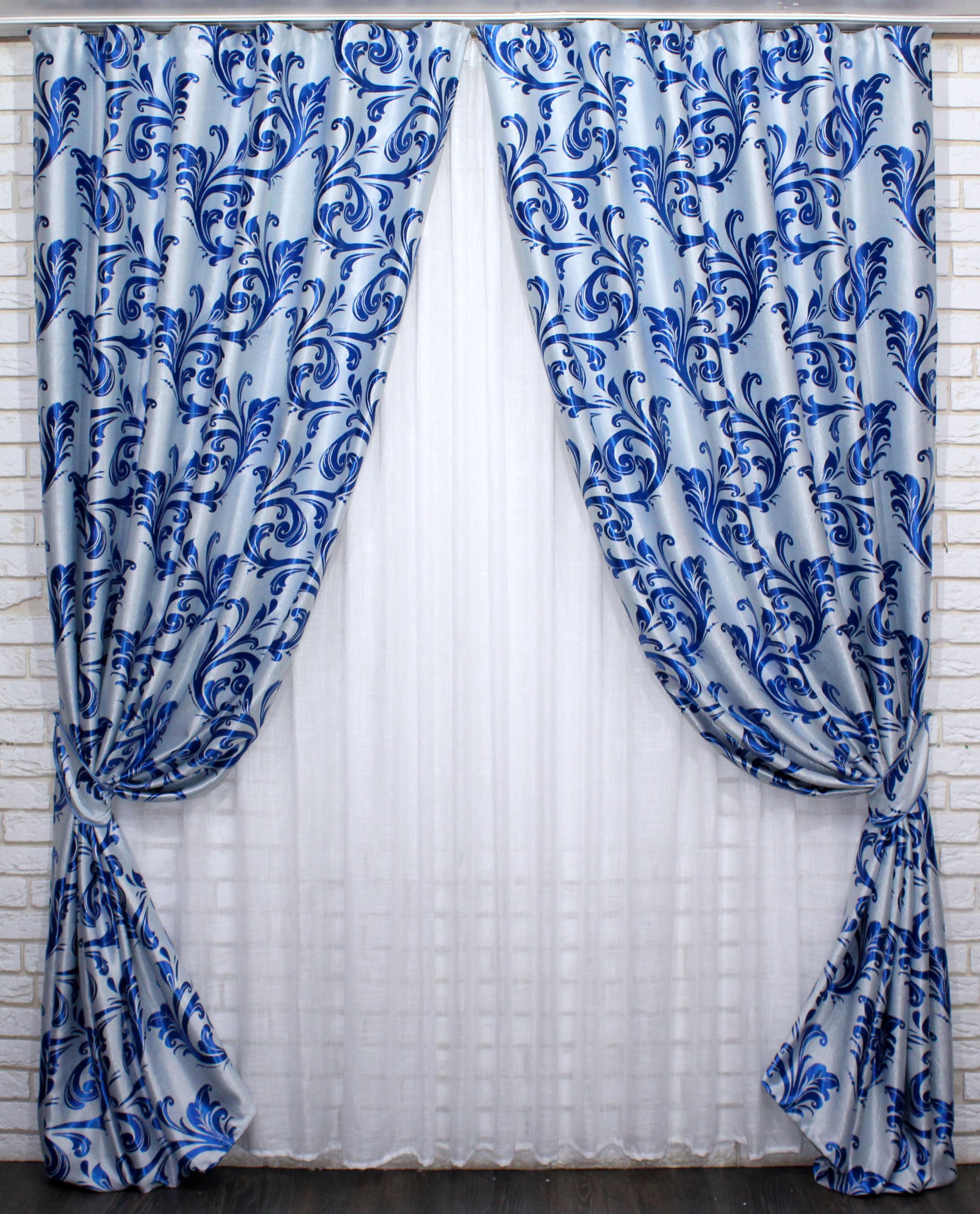 Комплект штор VR-Textil Лілія № 689ш Б блекаут 150х270 см 2 шт. Синій (30-469)