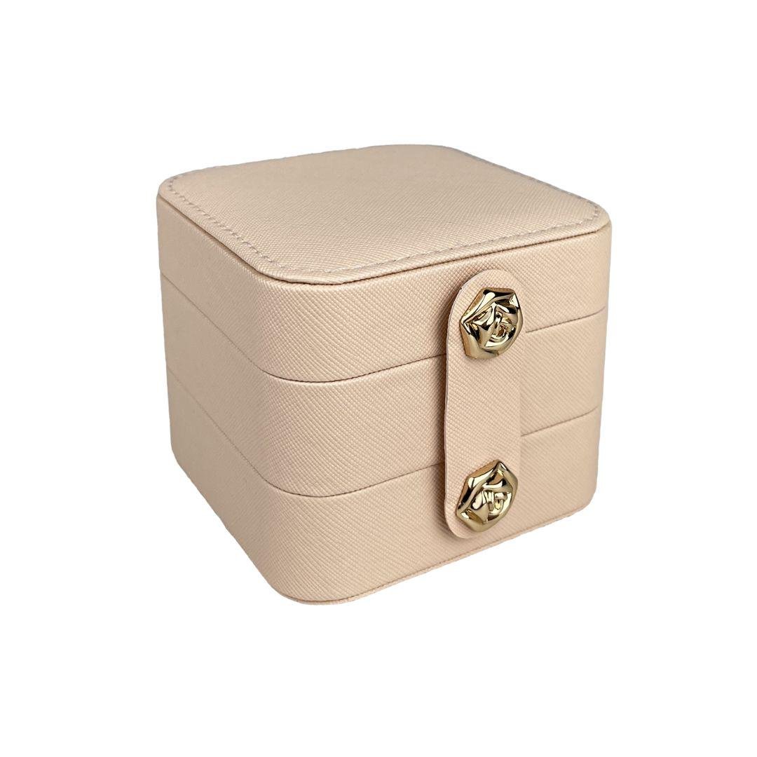 Шкатулка для украшений компактная 9,5х9,5х8 см Бежевый (ШДД-33-3)