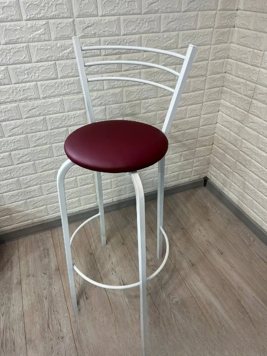 Барний стілець металевий 35х107 см Бордовий/Білий (28374003)