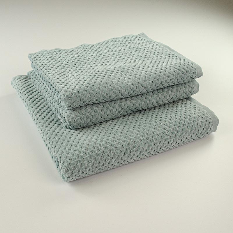 Набор махровых однотонных полотенец Damask жаккардовое с велюром 550 г/м2 50x90/50x90/70x140 см 3 шт. Мятный
