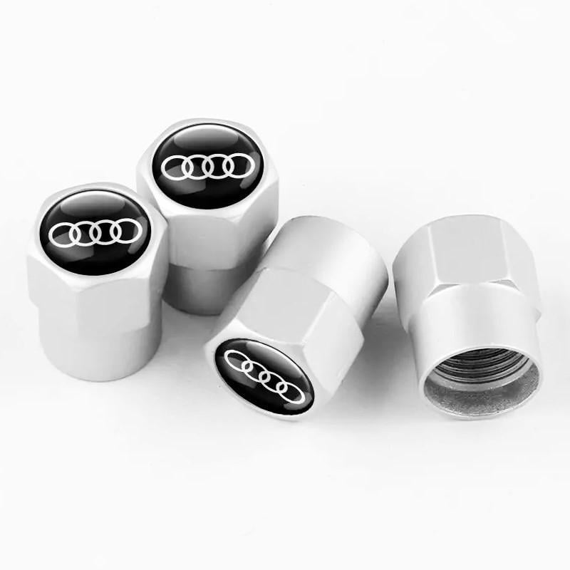 Набір ковпачків на ніпель SUNROZ Caps для автомобіля Audi Short 4 шт. Silver matte (A67007m)