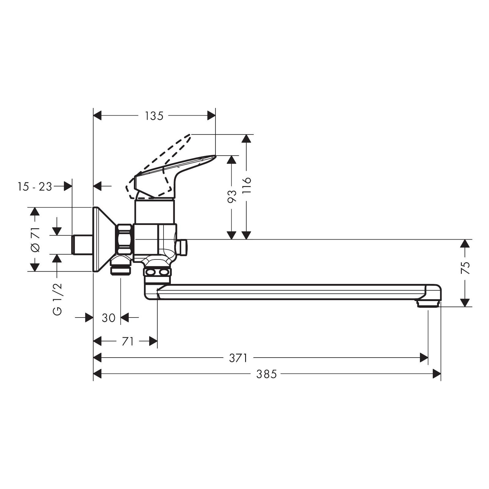 Cмеситель для ванны Hansgrohe LOGIS 71402000 однорычажный Хром (111926) - фото 2