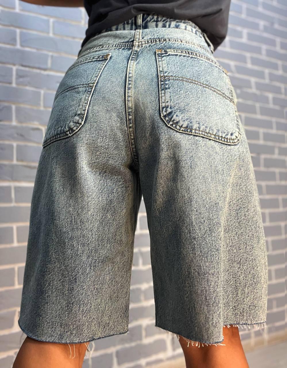Шорты женские джинсовые SL Denim 1001 бермуды SKATER косые карманы обрезанные р. 38 Голубой (2481) - фото 4