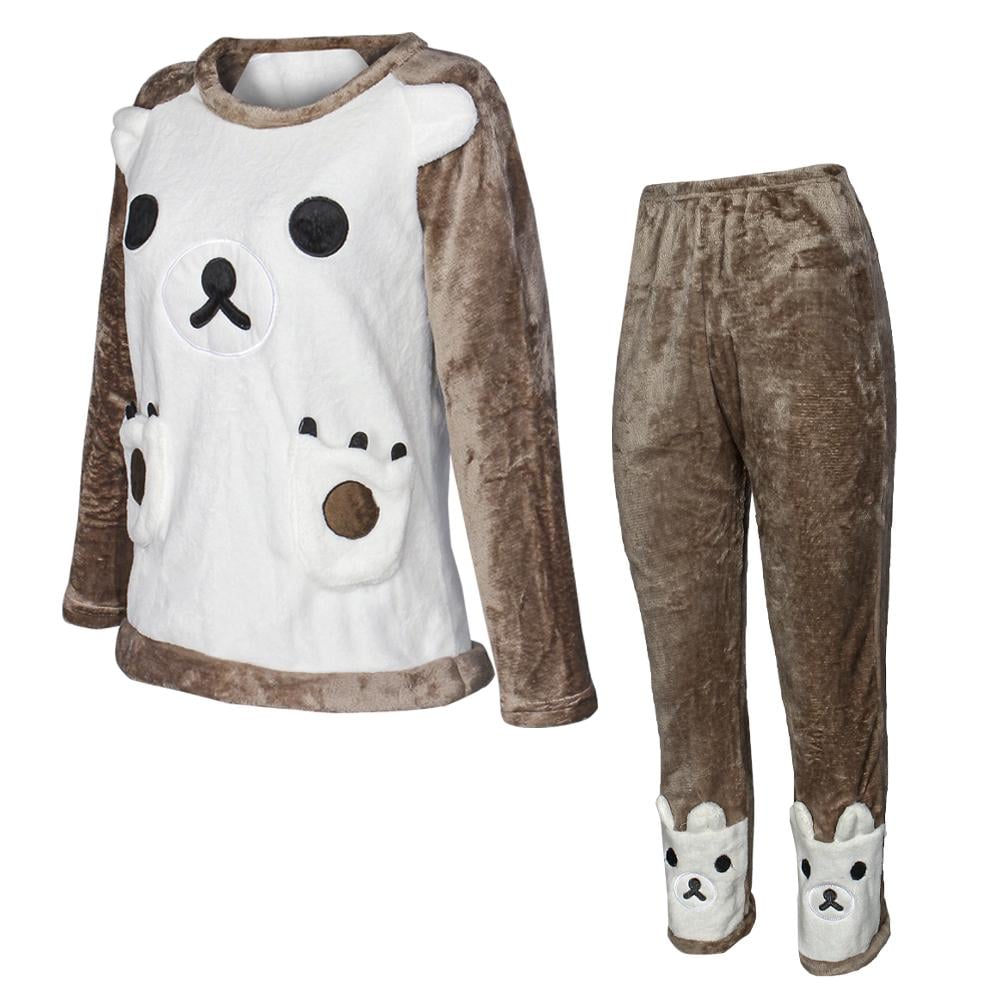 Пижама женская теплая махровая Bear M White