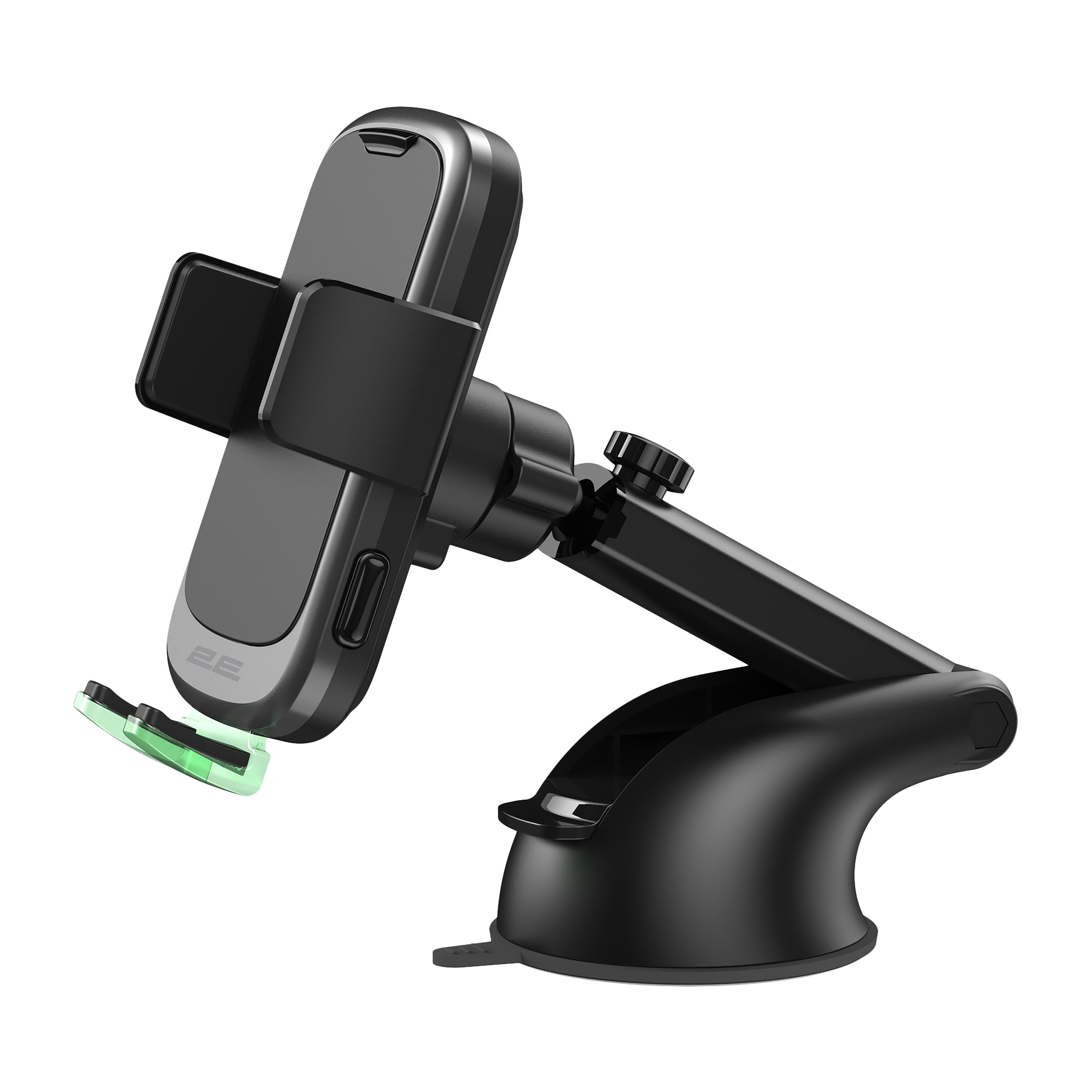 Автотримач 2E з бездротовою зарядкою 15W автоматичний затискач Чорний (625119)