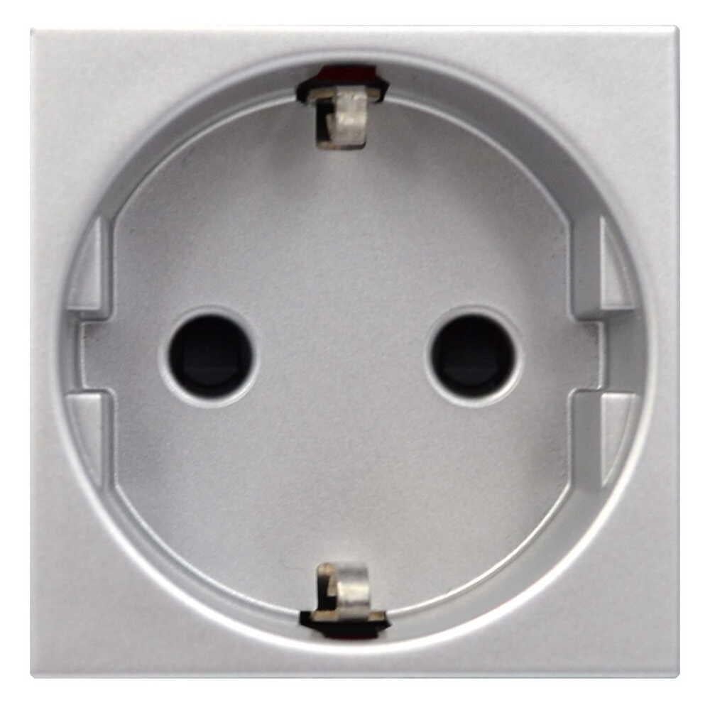 Розетка Zenit одинарна із заземленням та захисними шторками Срібний (2CLA228800N1301)