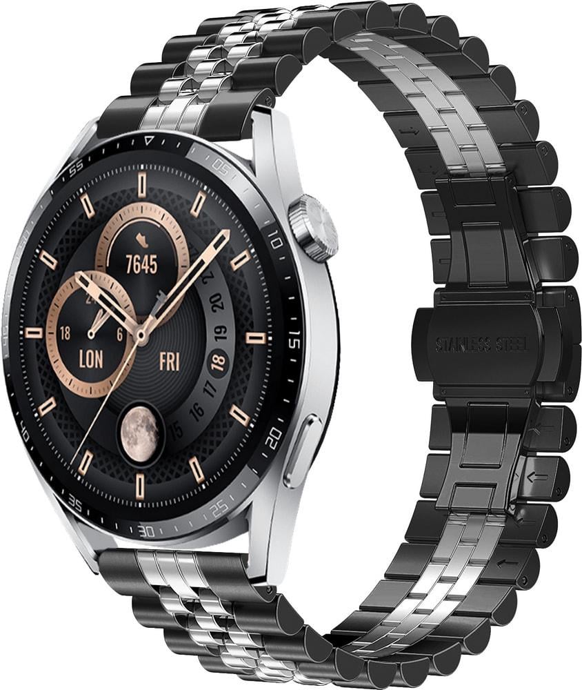 Браслет металлический Stech Line для Huawei Watch GT3 46 мм Black Silver (29144-03)