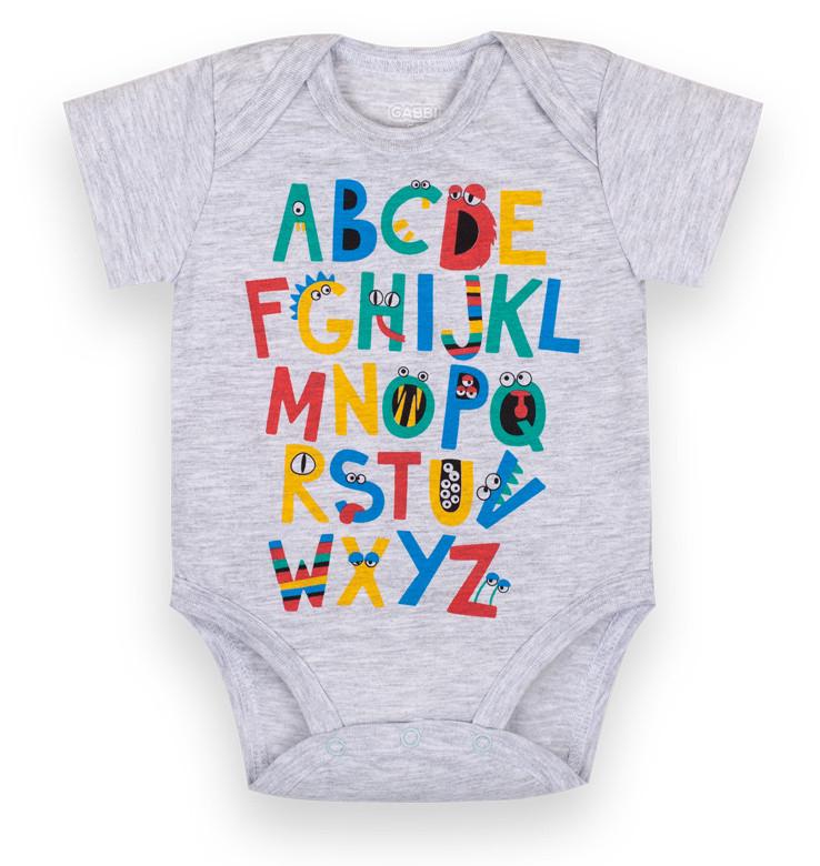 Боди детское хлопковое для мальчика на кнопках Gabbi BD-21-4-1 68 см Серый (12597)