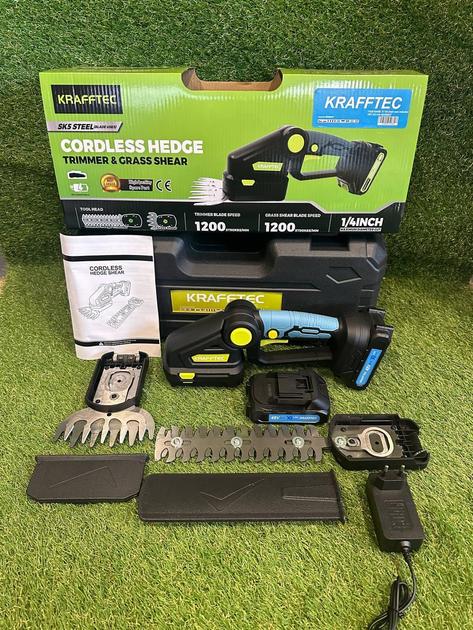 Аккумуляторные ножницы кусторез Krafftec 2 в 1 два аккумулятора/зарядное устройство/пластиковый кейс (28150465) - фото 4 Аккумуляторные ножницы кусторез Krafftec 2 в 1 два аккумулятора/зарядное устройство/пластиковый кейс (28150465) - фото 4