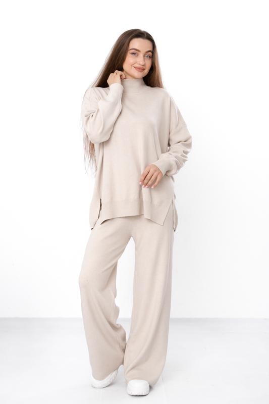 Костюм жіночий вільного крою з джемпером та штанами Носи Своє S/L Бежевий (18167)
